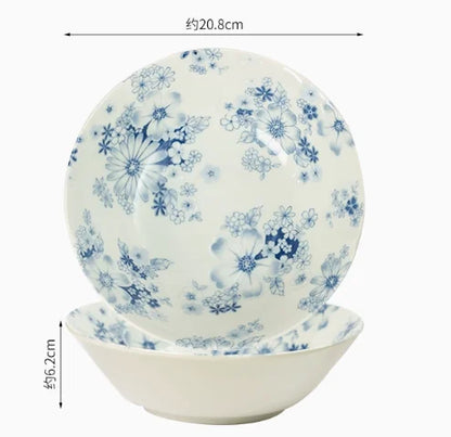 Household Ceramic Tableware Set Japanese Style Simple Restaurant Sushi Plate Circular Flower Patterns Fruit Plates