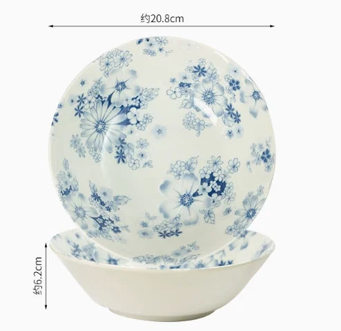 Household Ceramic Tableware Set Japanese Style Simple Restaurant Sushi Plate Circular Flower Patterns Fruit Plates