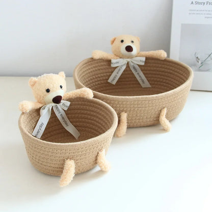 cartoon style weave sundries Storage Baskets household cosmetic hairpin Organize deposit container child toy classification case