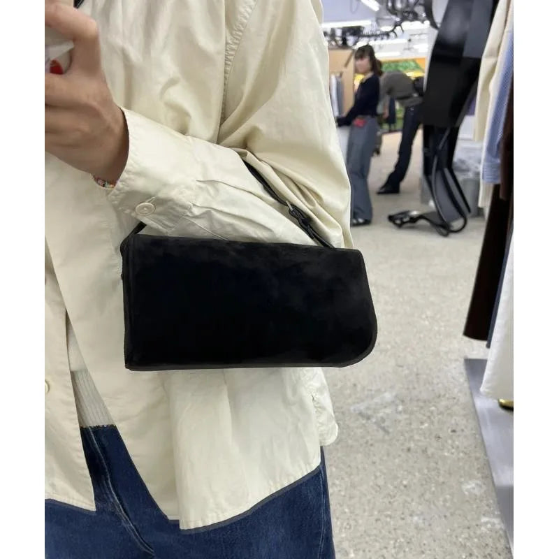 split leather 90s pen bag 2026 new luxury design soft cowhide mini one-shoulder crossbody bag suede fashion ladies handbag