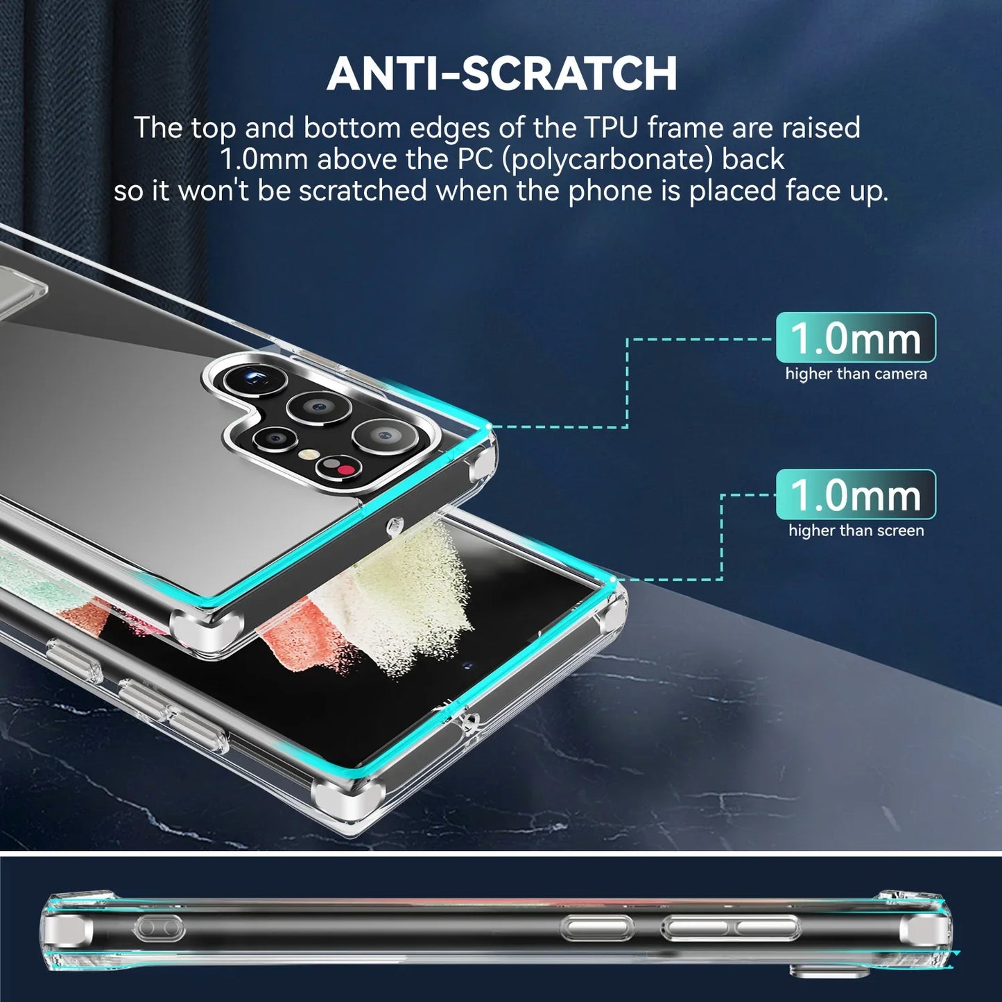 Clear Mobile Phone Case for Samsung Galaxy S25 S23 22 Ultra FE Plus with Metal Kickstand Transparent Stand Cases Slim Back Cover