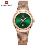 NAVIFORCE Reloj de Moda para Mujer, Relojes de Cuarzo para Mujer, Reloj de Pulsera Impermeable de Acero Inoxidable, Reloj Simple para Niña, Reloj Femenino