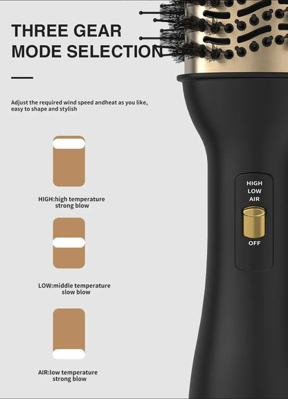 LISAPRO Elegant Black Gold Hair Blow Dryer Brush and Volumizer& One-Step Hot Air Brush 2.0 for Drying&Straightening,&Volumizing