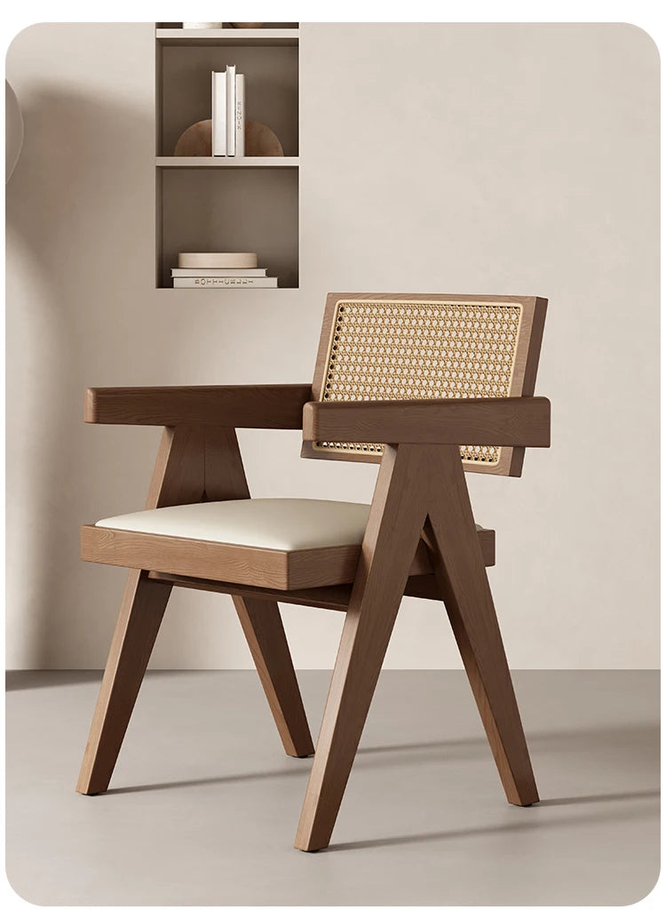 Rattan Nordic Relaxing Design Chair Accent Solid Wood Dining Modern Computer Office Aesthetic Relax Armrest Garden Furniture