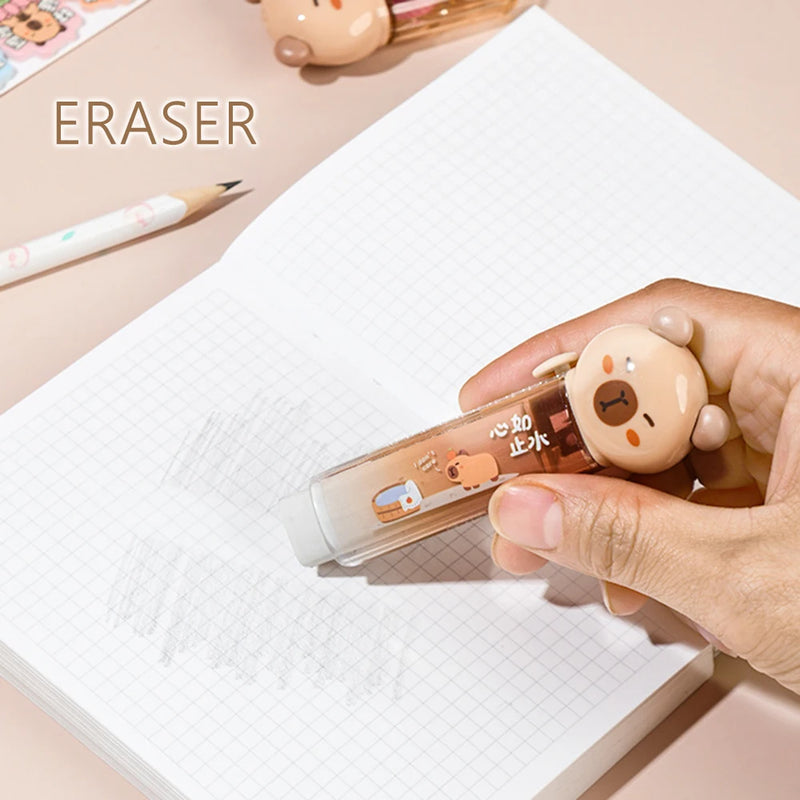 Kit 6pcs Cute Capybara Stationery Set Back To School Material