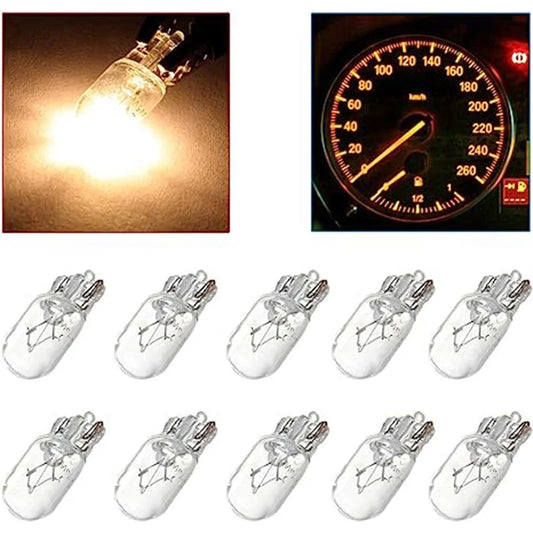 10 Pcs Warm White Car Halogen Lamp T10 W5W 194 158 12V 5W Marker Wedge License Plate Light Bulb Instrument Light