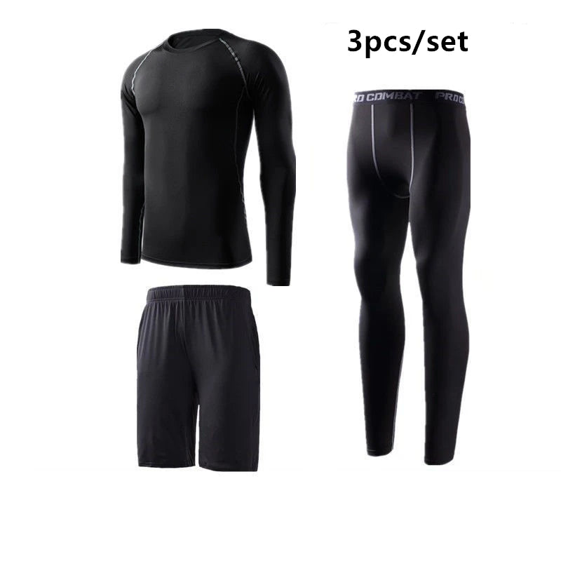 Traje deportivo para hombre, conjuntos para correr, compresión, gimnasio, fitness, ropa deportiva de secado rápido, mallas de baloncesto, ropa interior para correr al aire libre y entrenamiento.