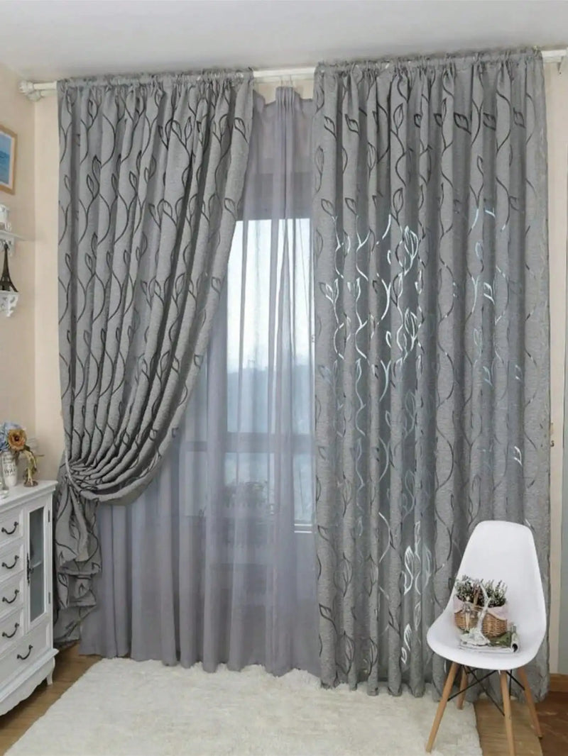 1pc Decorative Cut-Out Design Twining Leaves Sheer Curtain For Bedroom/Living Room