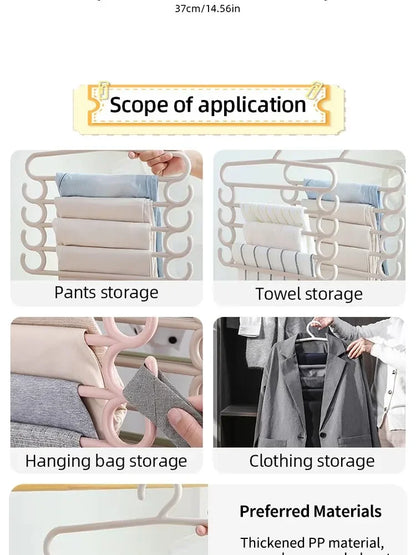 1/2/3pcs Pants Rack Multifunctional Household Saving Space Multi Layer Trousers Hanger Pants Closet Color Clothes Peg 5 Layers