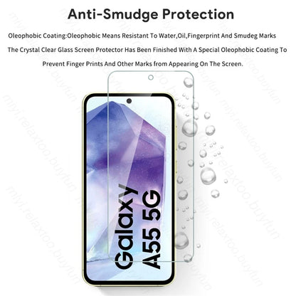 Sumsung A55 5G Case 3Pcs HD 9H Tempered Glass Screen Protector For Samsung Galaxy A55 5G Samung A 55 55A 2024 SM-A556B/DSN 6.6"