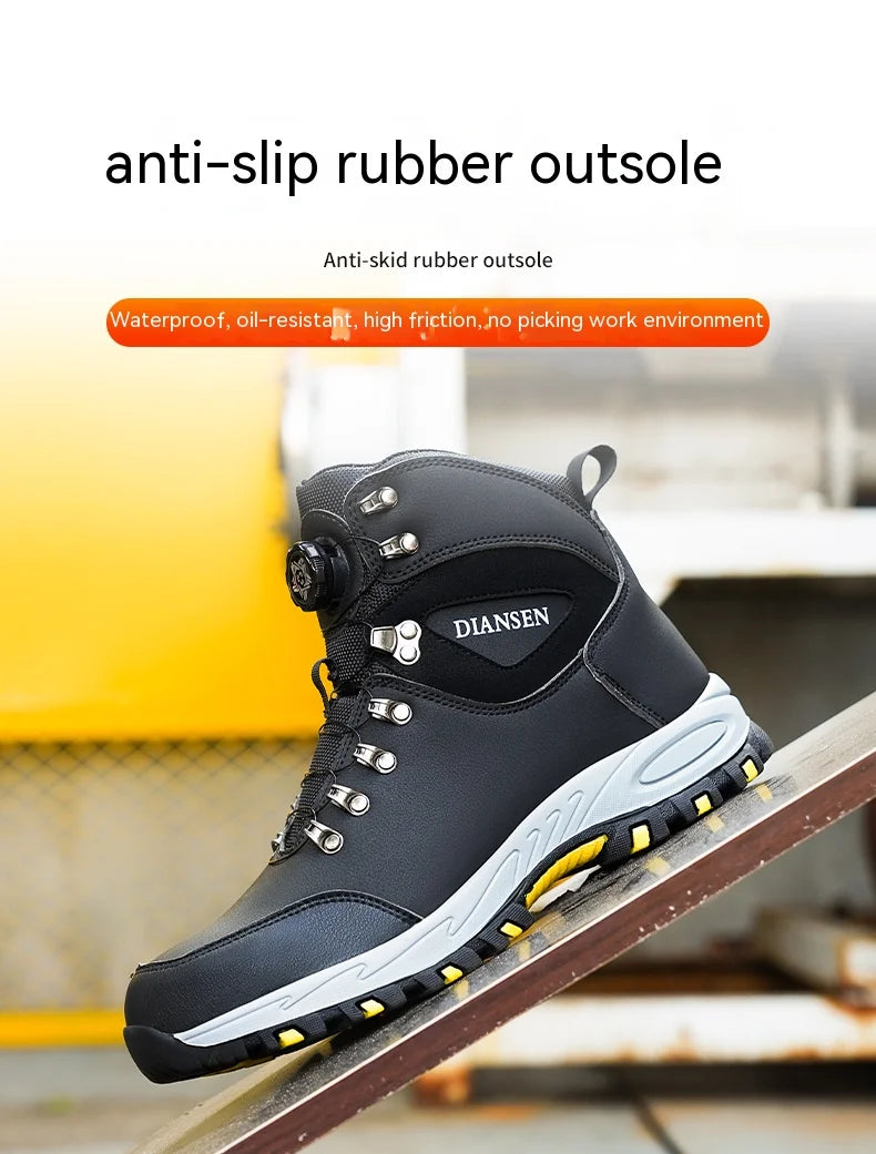 Rotating Button Safety Shoes Men Work Sneakers Indestructible Shoes Puncture-Proof Protective Shoes Work Boots Tactical Boots