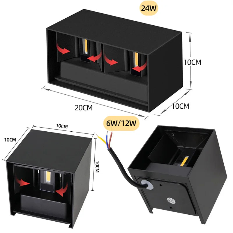 LED Wall Lamp Outdoor Waterproof IP65 Interior Wall Light Porch Garden Lights Living Room Street Corridor Stairs Lighting 24W