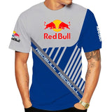 Summer New Red Bull T-shirt Men's Sports T-shirt Red Bull 3D Printed Short-sleeved Casual Oversized T-shirt Red Bull Clothing