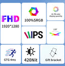 HGFRTEE 100%sRGB 10.5 inch Portable Monitor 1280P 420Cd/m ² Second screen For Laptop Mac Xbox PS4/5 Switch PC Extension Display