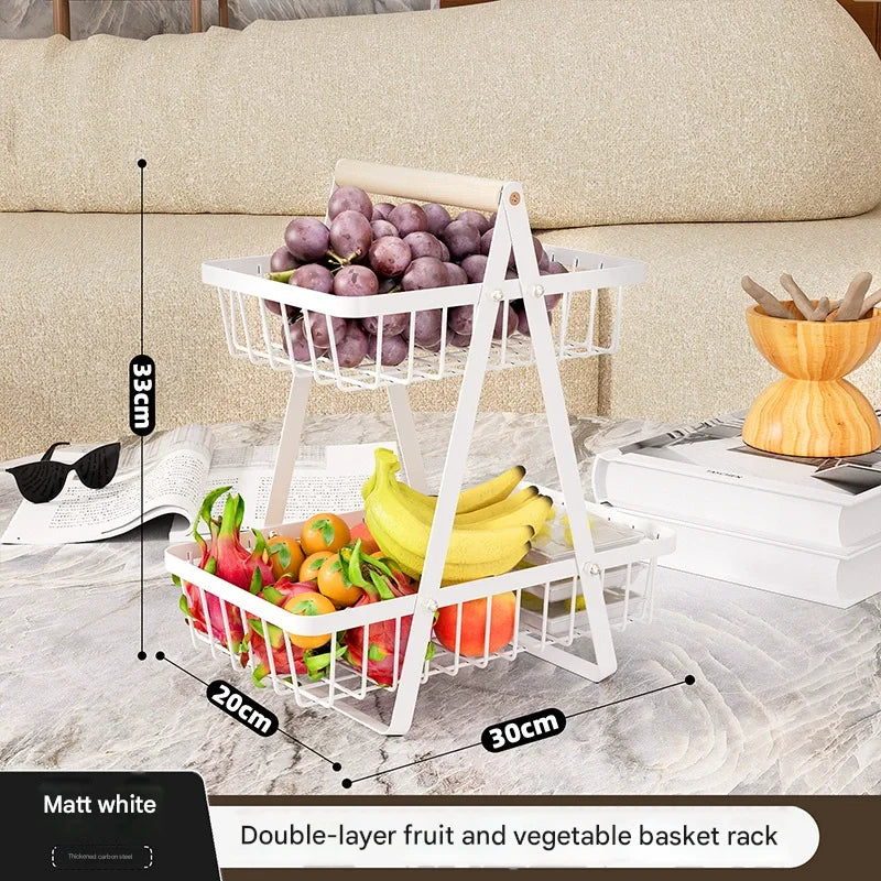 Double Layer Multifunctional Storage Basket, Desktop Shelf, Snack And Fruit Storage Table, With Two Layers Of Storage On Top