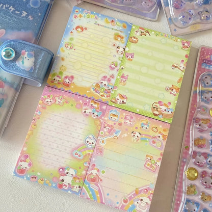 MINKYS 50 Sheets Kawaii Rainbow Bear Memo Pads Paper To Do List Journal Note Paperlaria DIY Material Stationery