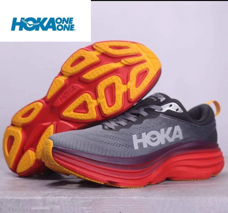 HOKA Sport Running Shoes Bondi 8 Breathable Anti Slip Cushioning Road Runs Shoes Men Sport Shoes Lifestyle Outdoor Sneaker Women