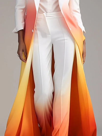 Beautyblue Gradient Suit Pants Women's Pockets Pants 2025 New High Waisted Loose Temperament Trousers Female Office Commute