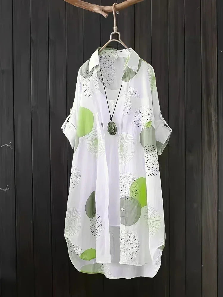 Blusa holgada informal de temperamento para mujer, blusa elegante de manga larga a la moda para mujer, camisa de protección solar para vacaciones y fines de semana.