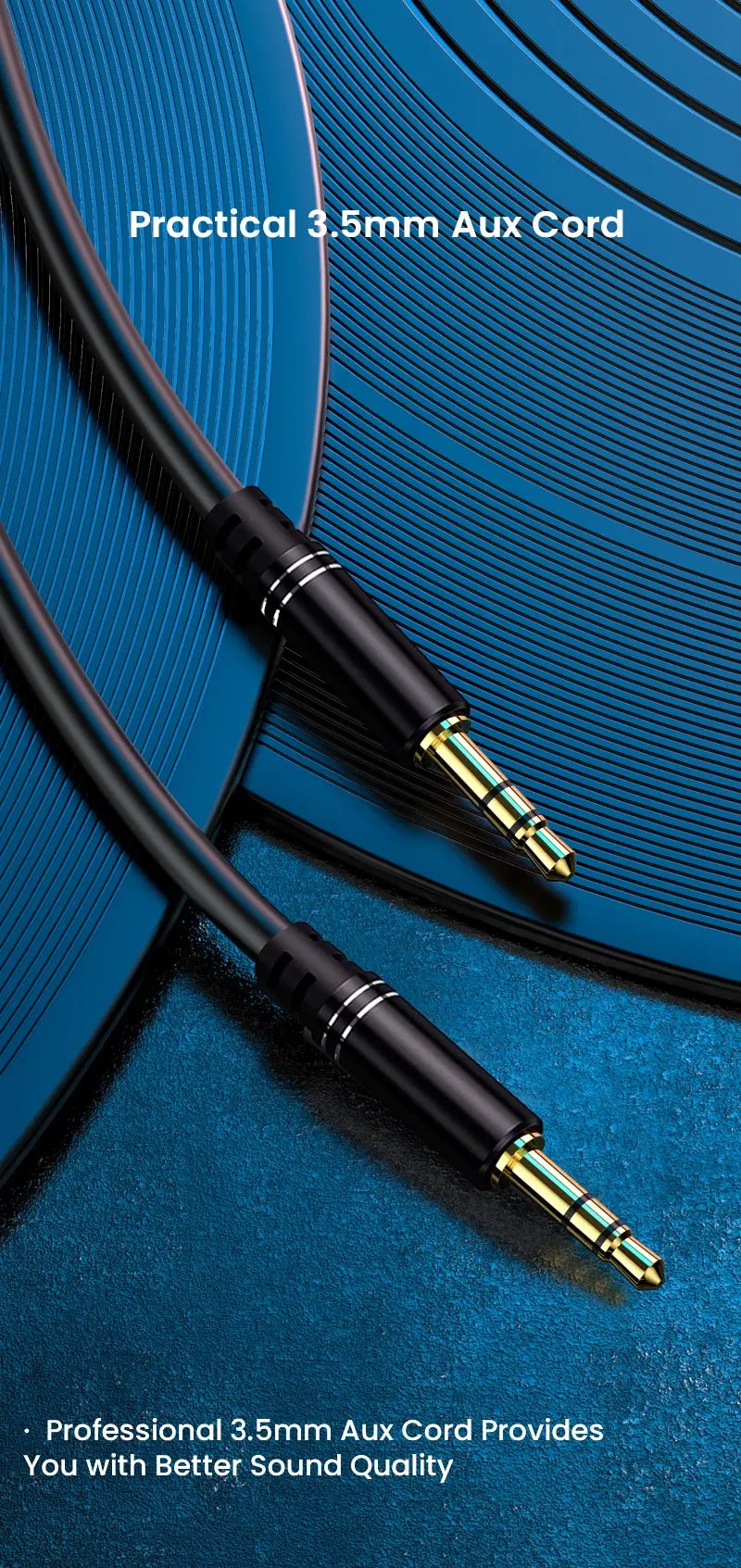 Cable de audio de 3,5 mm, cable auxiliar, adaptador de entrada de audio, cable auxiliar macho a macho, compatible con estéreos de coche, altavoces y auriculares.