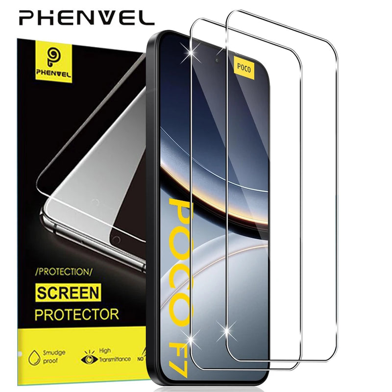 2pc Crystal Clear Tempered Glass Screen Protector For Xiaomi POCO F7 Full Cover Anti Shatter Protective Glass