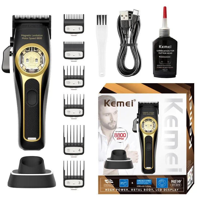 Kemei KM-2373 Baber Hair Clipper Professional Hair Cutting Machine With Charging Base For Men Electric Hair Trimmer Men Gift