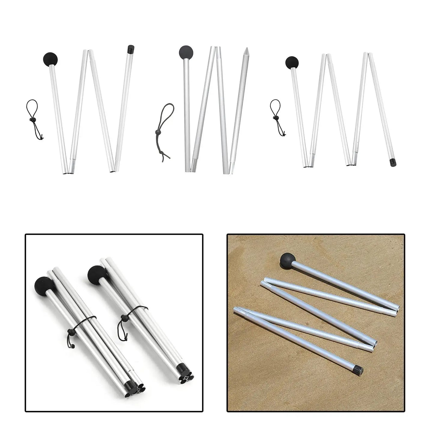 Camping Tent Rods Lightweight Tarp Pole Adjustable Shelter Awning Support Pole Foldable Beach Tents Replacement Poles Rain Rod