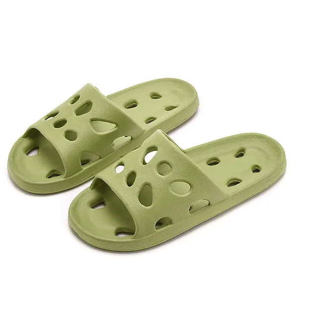 Bathroom Shower Slippers for Men and Women, Hollow Slides, Eva Shoes, Soft Non-Slip Slippers, Pair of Indoor and Outdoor Sandals, Summer 