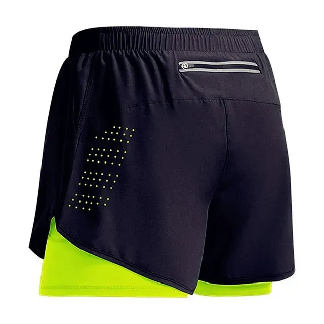 Calções de treino de fitness Quick Dry masculino, ginásio, corrida para praia, deck duplo, roupa desportiva de exterior 2 em 1, novo para verão, 2022