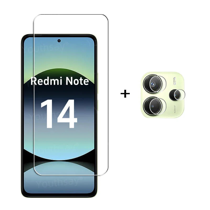 6in1 Full Gule Glass For Xiaomi Redmi Note 14 Tempered Glass Redmi Note 14 Screen Protector Camera Lens Film Redmi Note 14