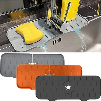 Faucet Absorbent Pad Silicone Kitchen Sink Splash Guard Drain Pad Splash Catching Pad Countertop Protector Kitchen Gadgets For