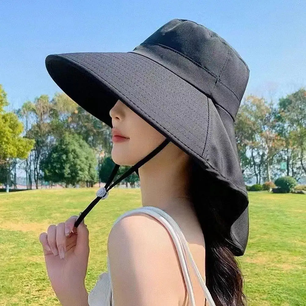 Protection Sun Hat Polyester Fiber Wide Brim with Neck Cover Cooling Quick Dry for Beach Hiking Fishing Gardening Outdoor Activities