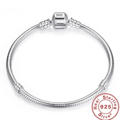 SAIYE-925 Sterling Silver Charm Bracelet para Mulheres, Handmade, Original, Fine Jewelry, Soft, Smooth, Snake Bone
