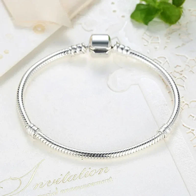 SAIYE-925 Sterling Silver Charm Bracelet para Mulheres, Handmade, Original, Fine Jewelry, Soft, Smooth, Snake Bone