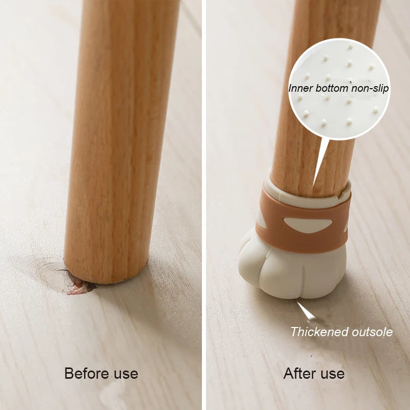 SHIMOYAMA - Tapas de silicona para patas de silla, fundas para patas de mesa, calcetines protectores de suelo, almohadillas antideslizantes con forma de garra de gato, decoración del hogar 