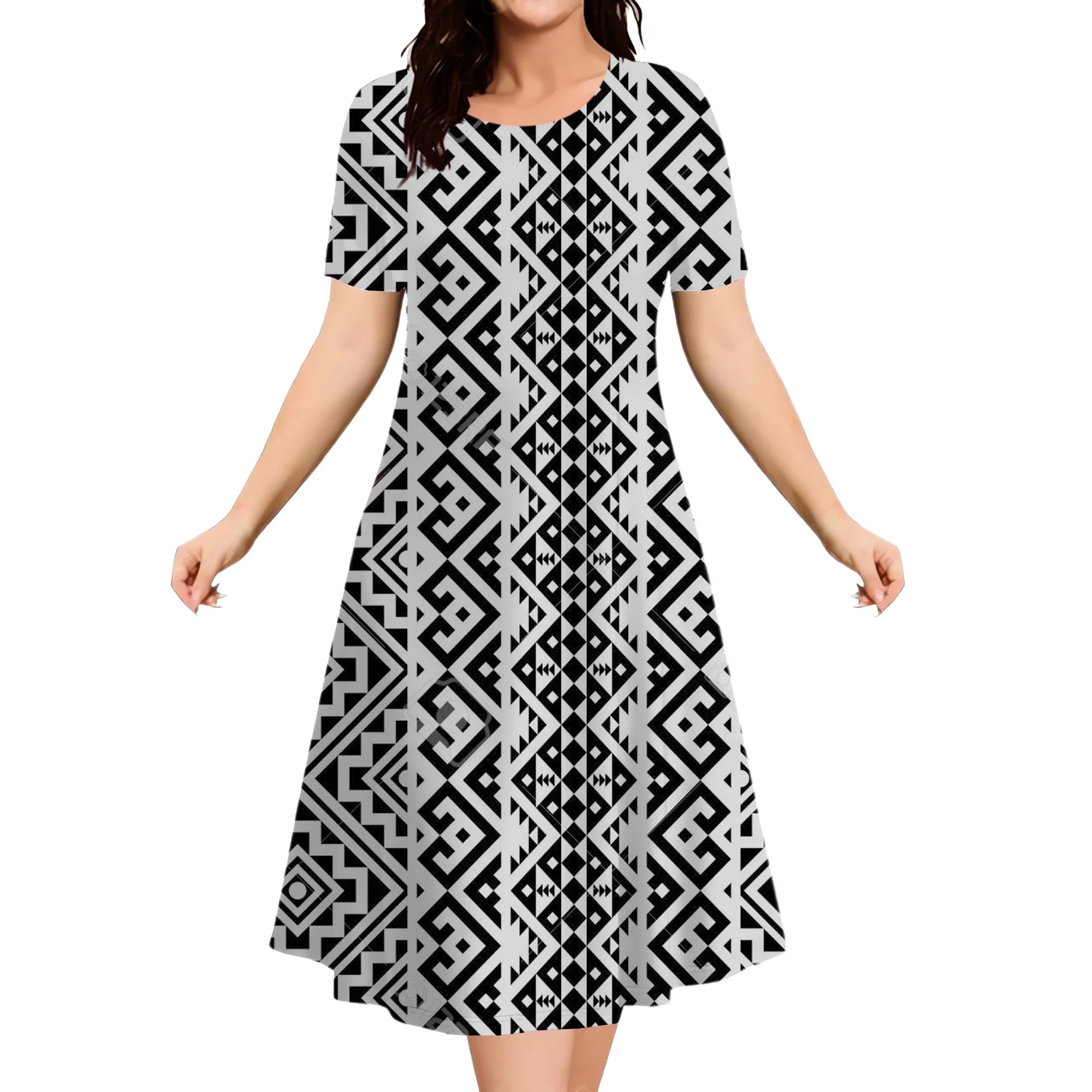 Summer Dresses 2025 Women's Plus Size Loose Casual Striped Print Short Sleeve A-Line Dress Elegant Fashion Clothing 9XL