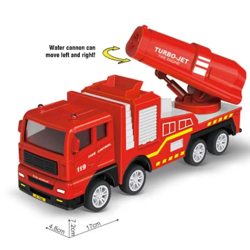 Children Fire Truck Pull Back Toys Fire Telescopic Ladder Truck Inertia Car Fire Rescue Water Tanker Model Boys Birthday Gift