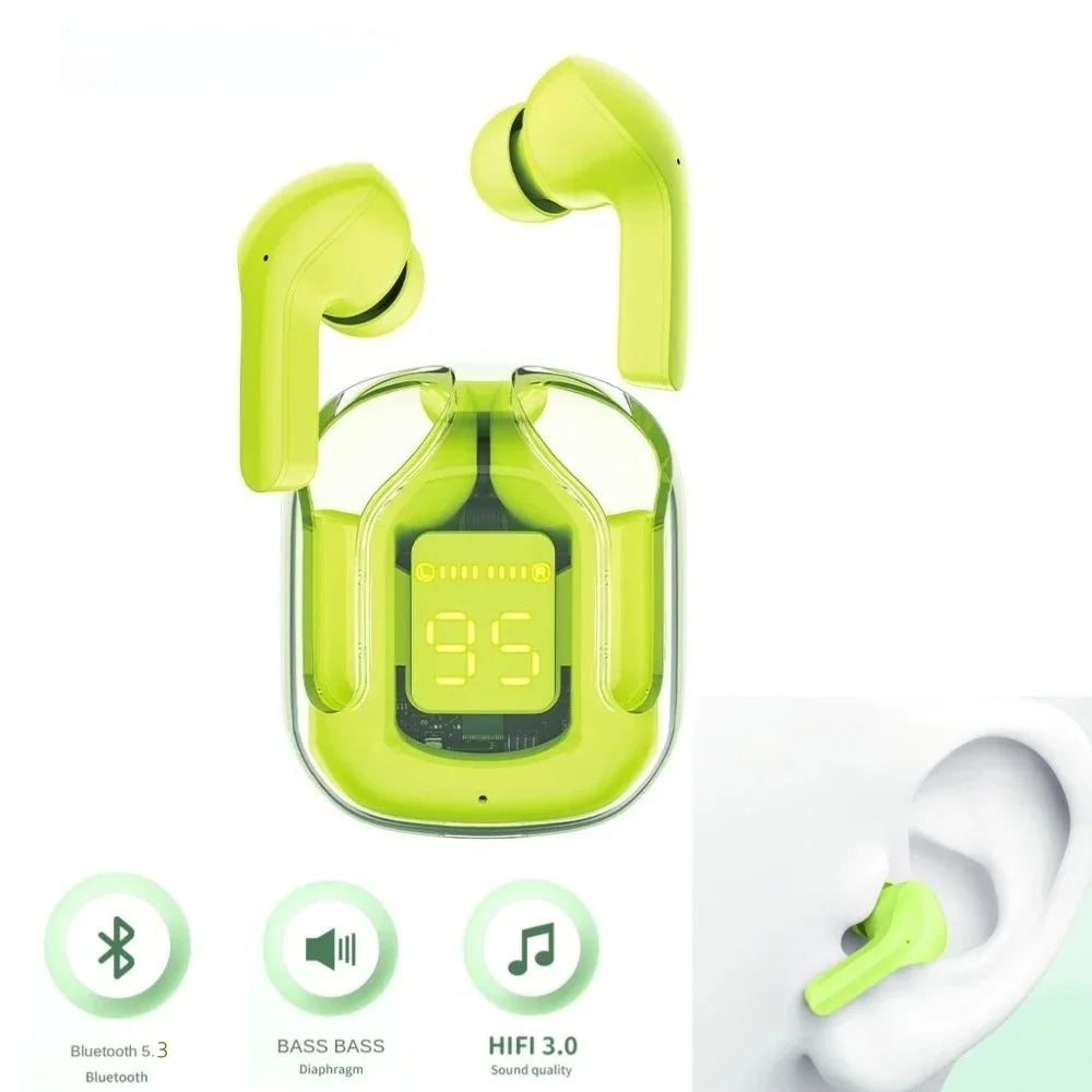 Auriculares inalámbricos TWS con Bluetooth 5.3, auriculares deportivos para juegos, reducción de ruido, graves, control táctil para todos los teléfonos.