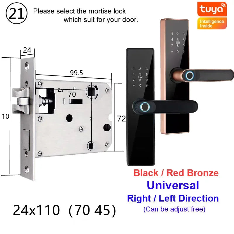 H4 Tuya Electronic Lock Wifi Smart Door Lock Fingerprint Lock Password IC Card Key USB Charge For Smart Home