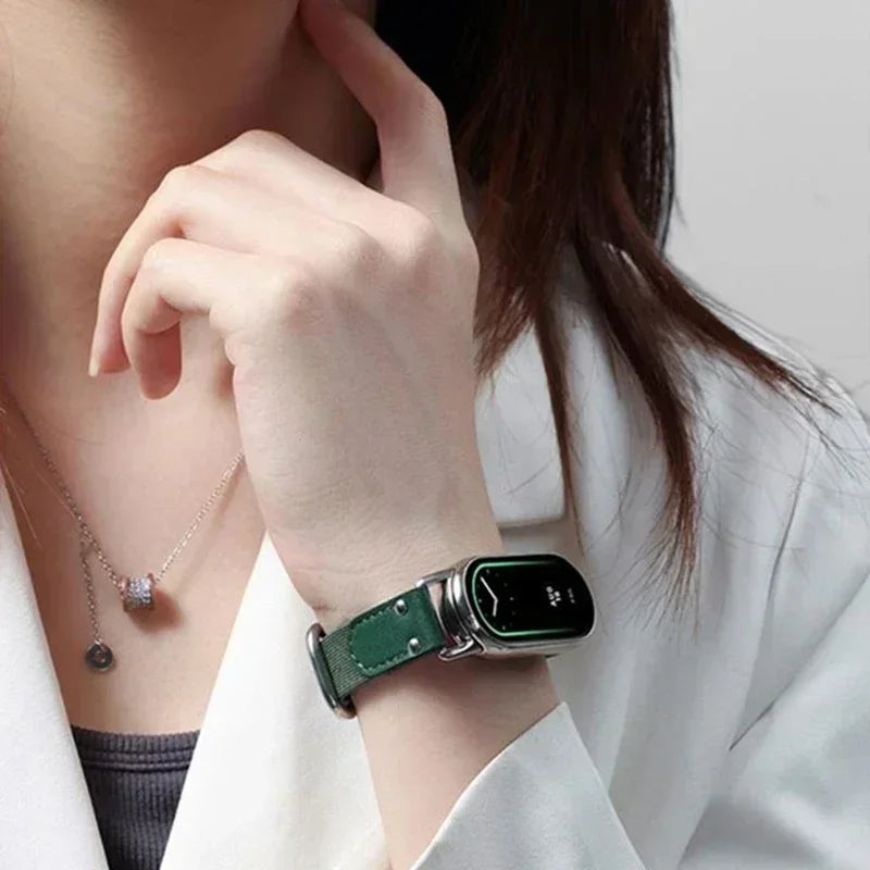 Original 1:1 Straps for Xiaomi Mi Band 8 - 8 NFC Wrist Bracelet Nylon+Leather Replacement Miband8 Correa Smart Band 8 Accessories