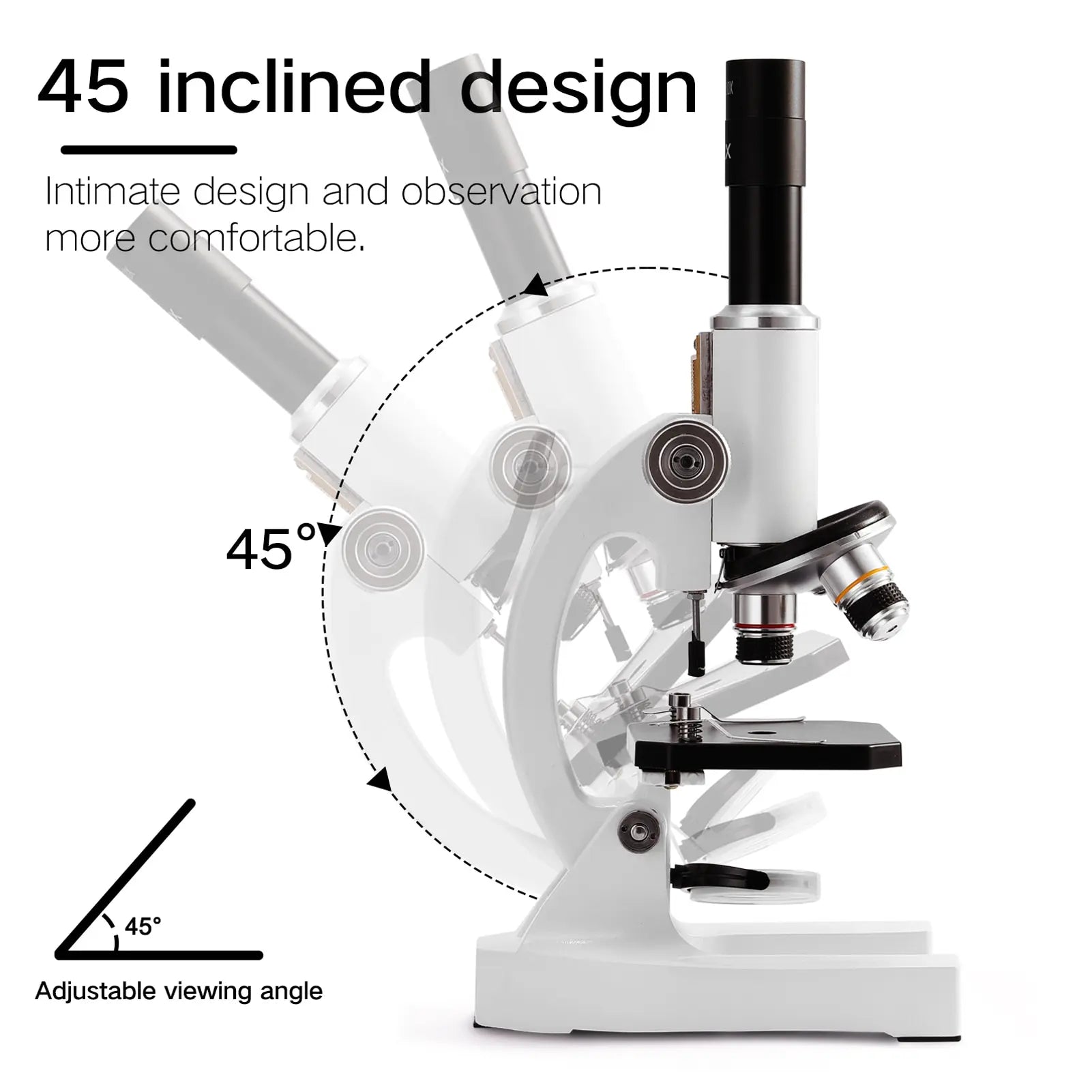 Microscopio óptico monocular 64X-2400X para niños de primaria, ciencias, biología experimental, microscopio digital