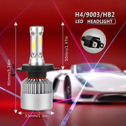 2pcs Ultra-Bright H7 H4 Led Car Headlights 150W High Power 24000Lm 6000K White Cob Chips With Cooling Fan Longer Lifespan