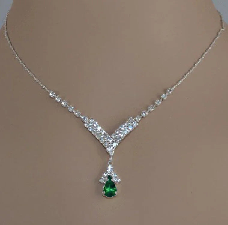 Collar de mujer con incrustaciones de circonita y gotas de agua de colores azul, verde y rojo, accesorios de moda