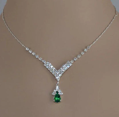 Collar de mujer con incrustaciones de circonita y gotas de agua de colores azul, verde y rojo, accesorios de moda