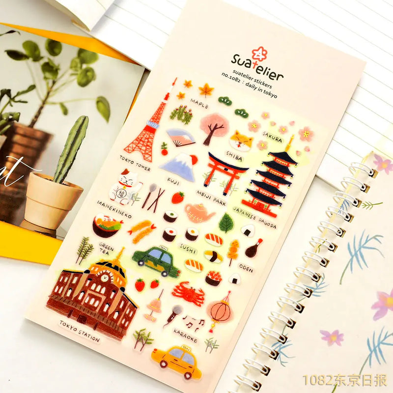 Suatelier City Stickers Korea Scrapbooking DIY Deco Sticker Junk Journal Supplies Planner Diary Photo Album Craft Material