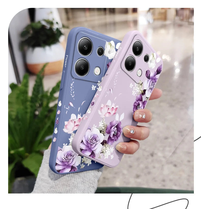 Beautiful Peony Phone Case For Xiaomi Redmi Note 14 13 12 12S 11 11S 10 10S 9 9S Pro Plus 4G 5G Liquid Silicone Cover