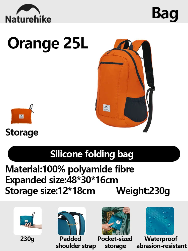 Naturehike New 30L Camping Backpack Large Capacity Portable Foldable Waterproof Shoulder Bag Outdoor Travel Hiking Picnic Bag