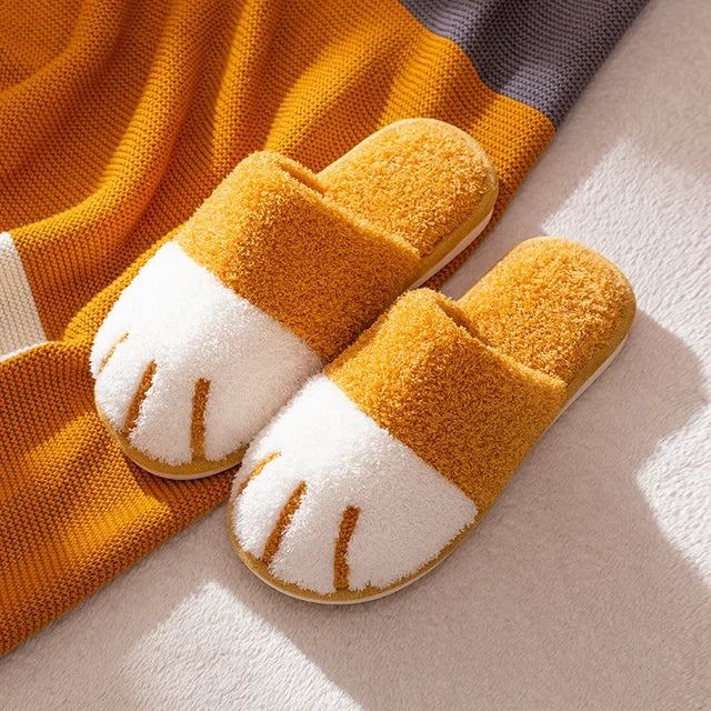 Chinelos de algodão com garra de gato, chinelos lindos de casal espessados de pelúcia quente para mulheres, interior, outono, inverno, novo, 2023