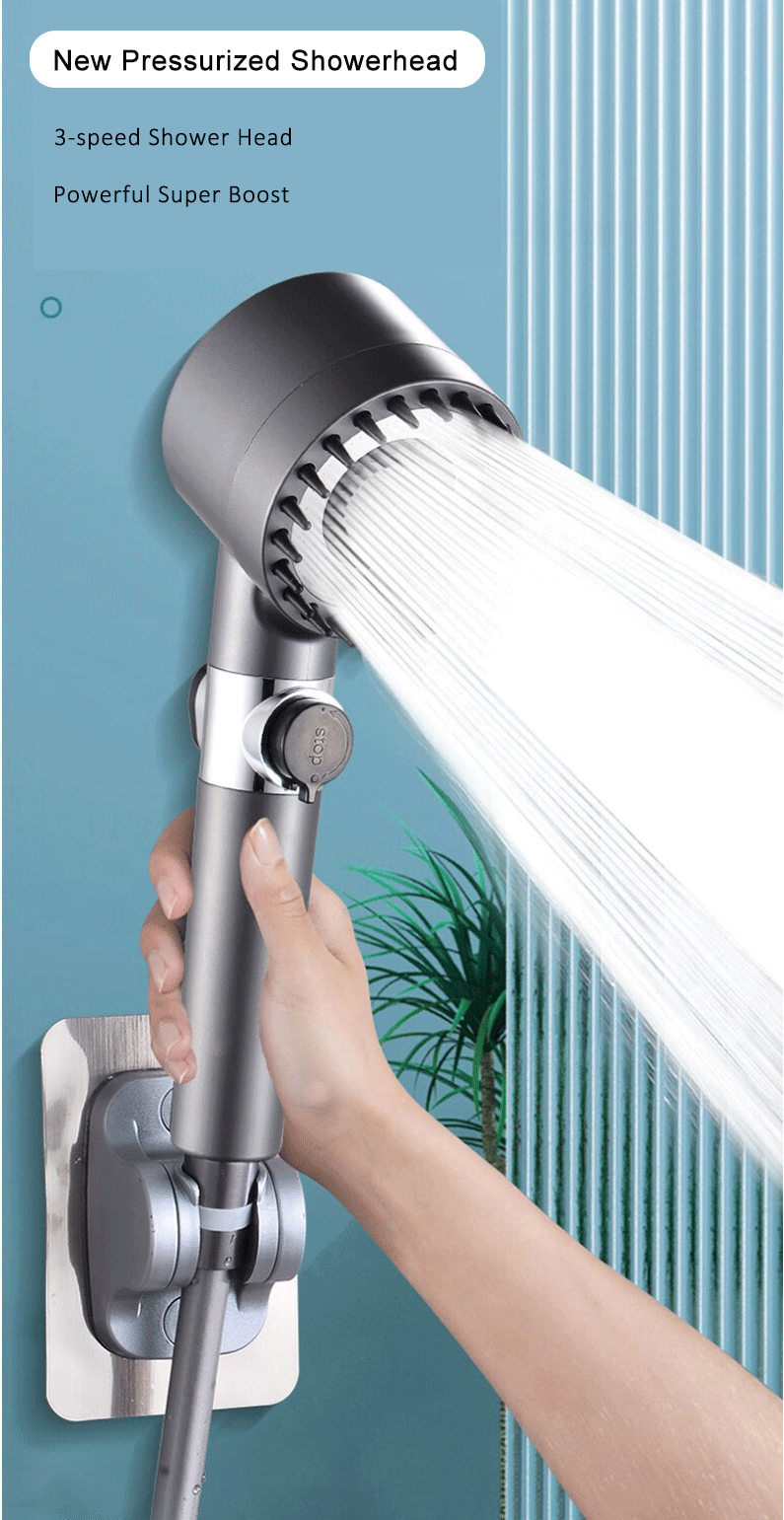 Cabezal de ducha de alta presión con 4 modos de ducha ajustables y filtros de cepillo de masaje, accesorios de baño para ahorrar agua.