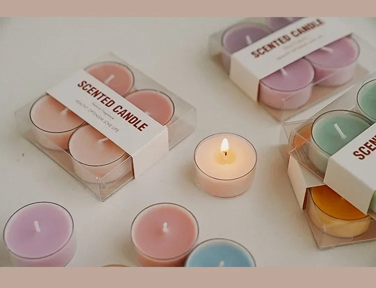 4pcs Handmade Tea Light Scented Candle Aromatherapy Soy Wax Candles Wedding Birthday Candle Party Home Decoration Photo Props
